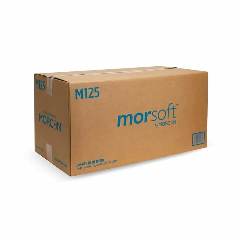 Morsoft® Toilet Paper & Tissue Roll 3.75X3.9 IN 1PLY White 1IN Core Diameter 104 Sheets/Roll 24 Rolls/Case