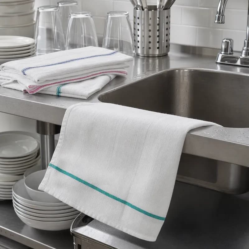 Dish Towel 15X26 IN Cotton Multicolor Herringbone 12/Bag