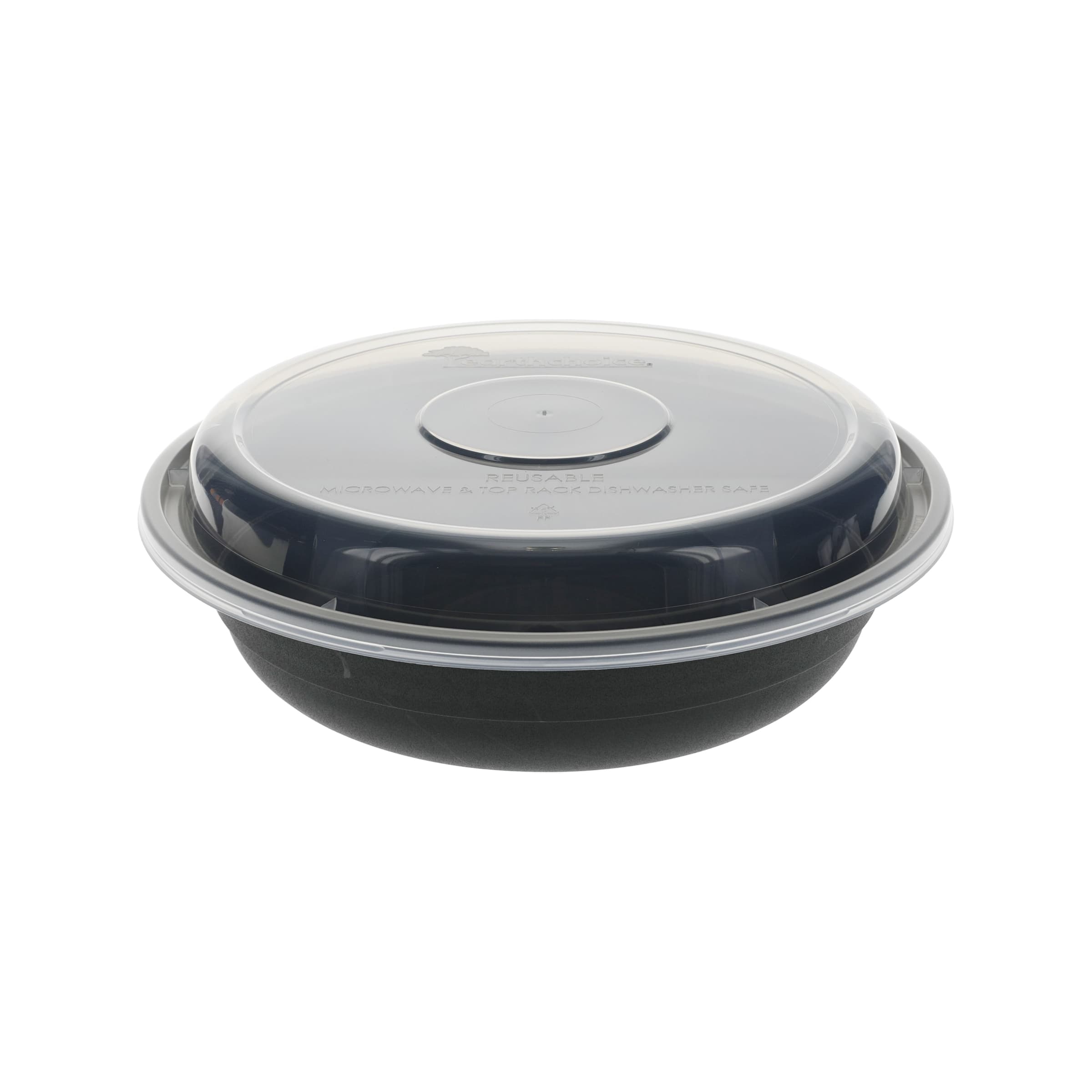 Versa2Go Take-Out Container Base & Lid Combo 23 OZ PP Black Clear Round 150/Case