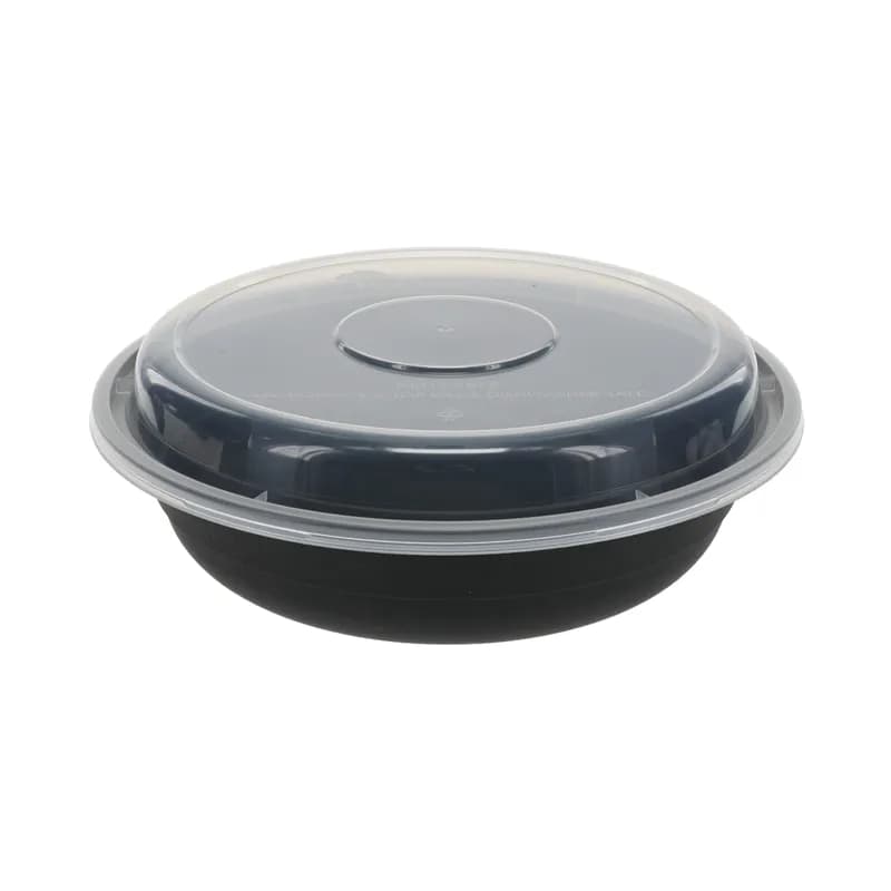 Versa2Go Take-Out Container Base & Lid Combo 23 OZ PP Black Clear Round 150/Case