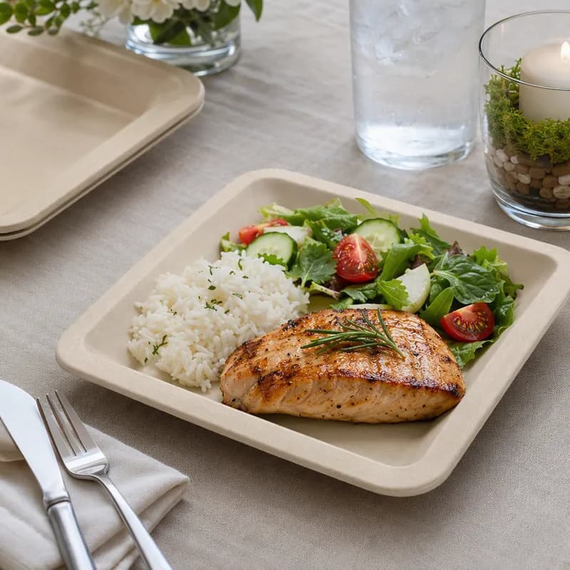 Plate 8X8 IN Sugarcane Kraft Square 500/Case