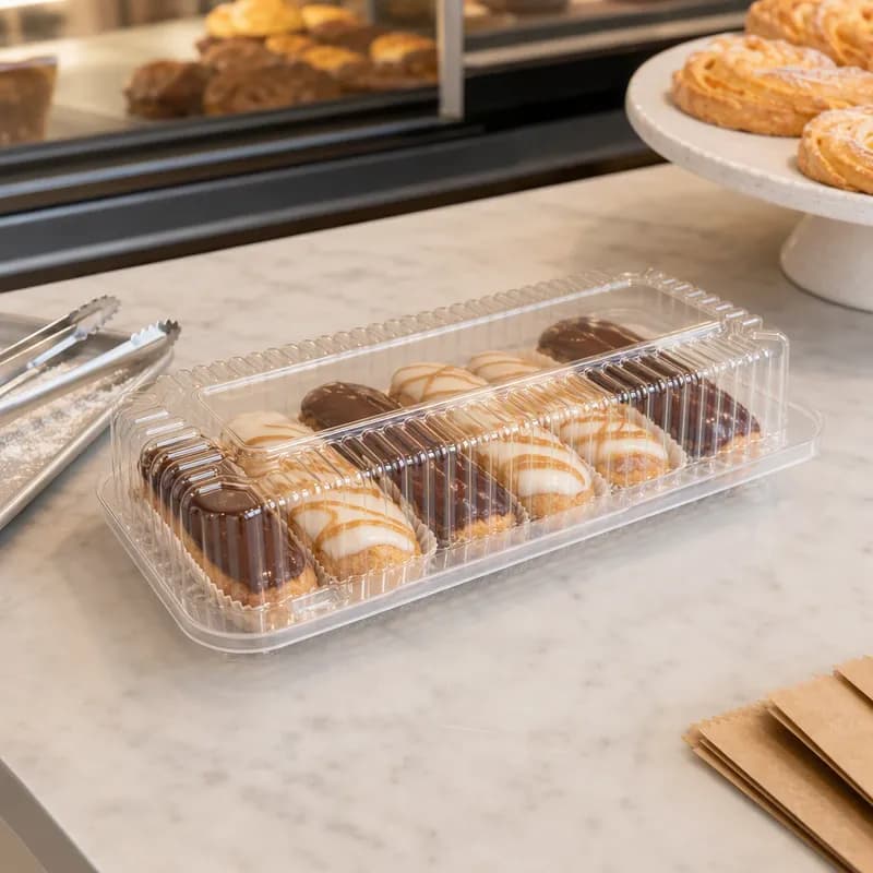 Danish Hinged Container With Dome Lid Small (SM) 5.25X12.25X2.625 IN OPS Clear Rectangle 300/Case