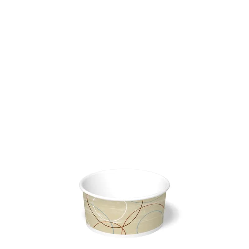 Food Container Base 4 OZ Double Wall Poly-Coated Paper Champagne Round Squat 1000/Case