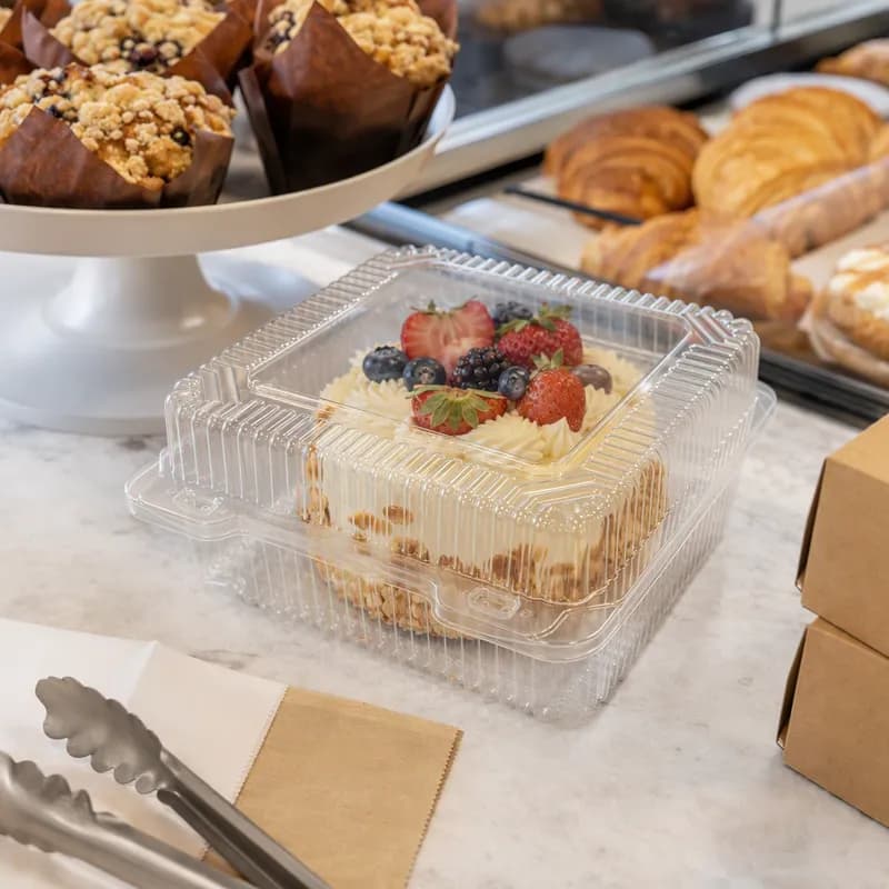 Bakery Hinged Container With Dome Lid 7X7X3.5 IN OPS Clear Square 200/Case