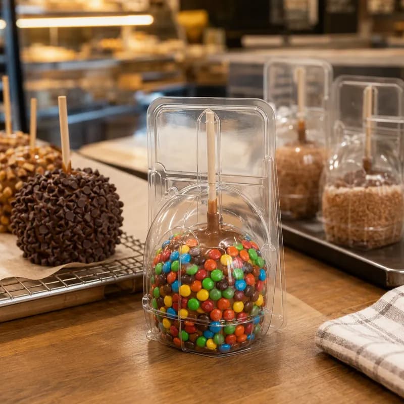 Caramel Apple Hinged Container With Dome Lid OPS Clear 1000/Case