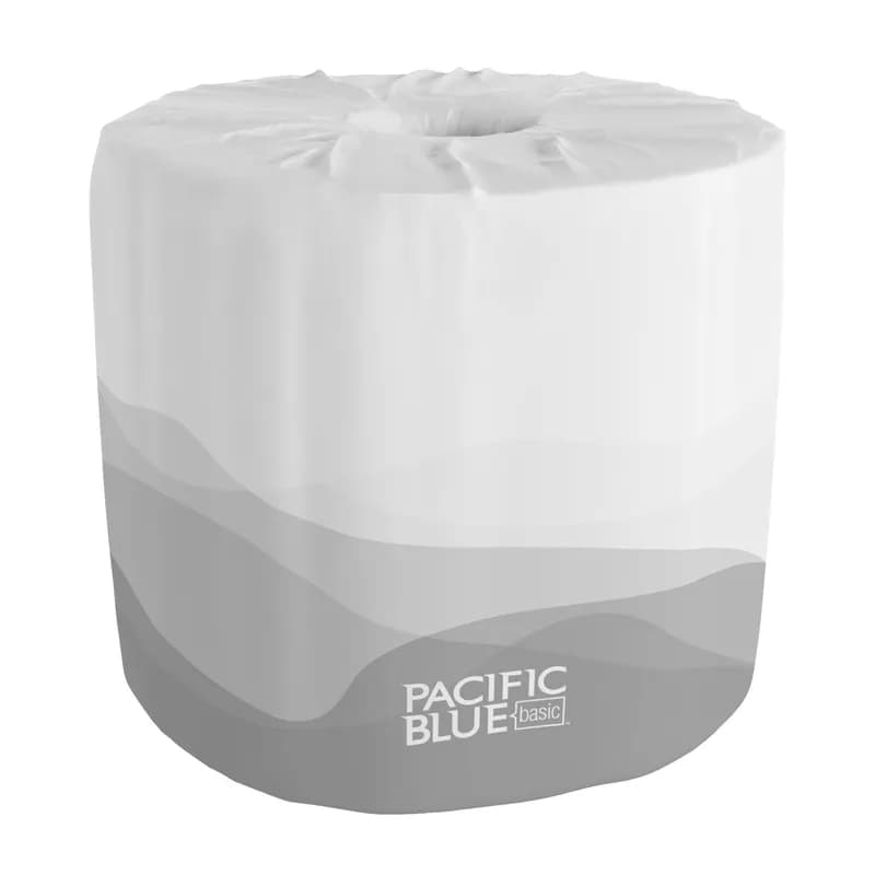Pacific Blue Basic Toilet Paper & Tissue Roll 3.5X3.8 IN 2PLY White Embossed Standard 550 Sheets/Roll 80 Rolls/Case
