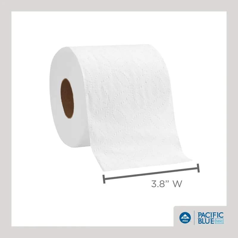Pacific Blue Basic Toilet Paper & Tissue Roll 3.5X3.8 IN 2PLY White Embossed Standard 550 Sheets/Roll 80 Rolls/Case