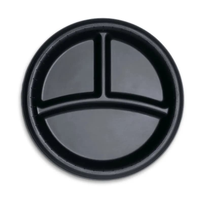 Dinex® Plate 9 IN 3 Compartment PP Black Round 500/Case