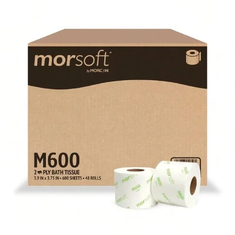 Morsoft® Toilet Paper & Tissue Roll 3.9X3.75 IN 2PLY White 600 Sheets/Roll