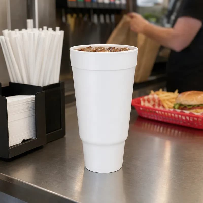 Cup Travel 44 OZ Polystyrene Foam White 250/Case
