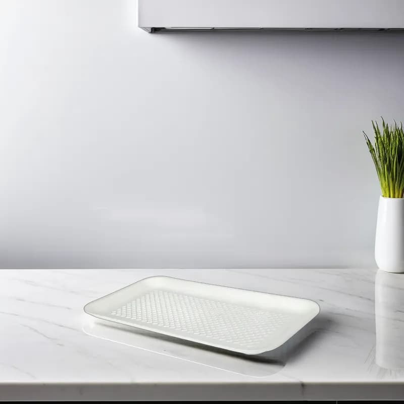 10S Meat Tray 11X5.8X0.625 IN 1 Compartment Polystyrene Foam White Rectangle 500/Case