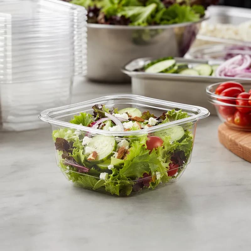 Take-Out Container Base 12 OZ PET Clear Square Sealable 540/Case