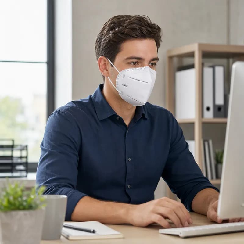 Mask OS White Fabric Breathable Particle Protection KN95 30/Box