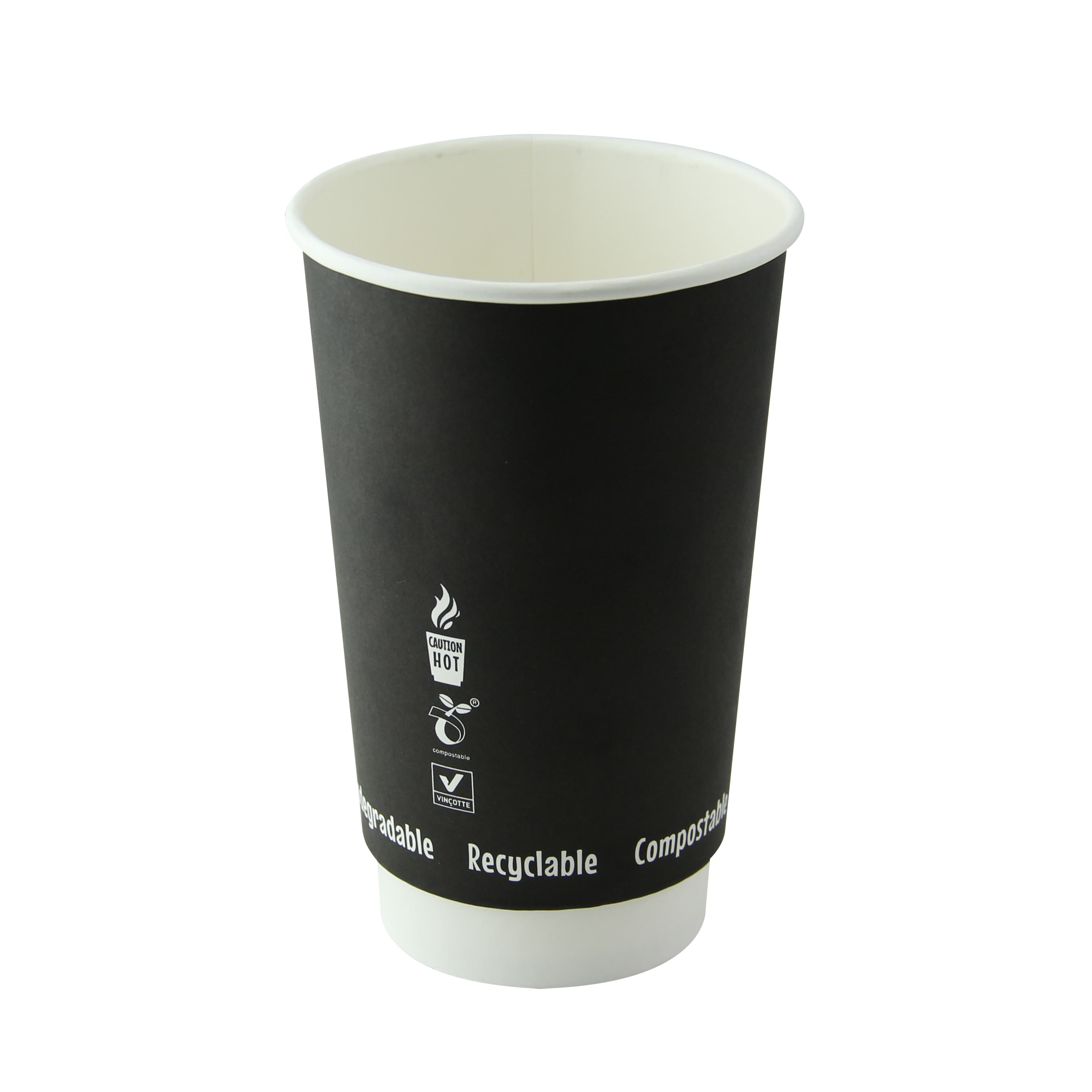 Cup 16 OZ Double Wall PLA Coated Paper Black 25 Count/Pack 20 Packs/Case 500 Count/Case