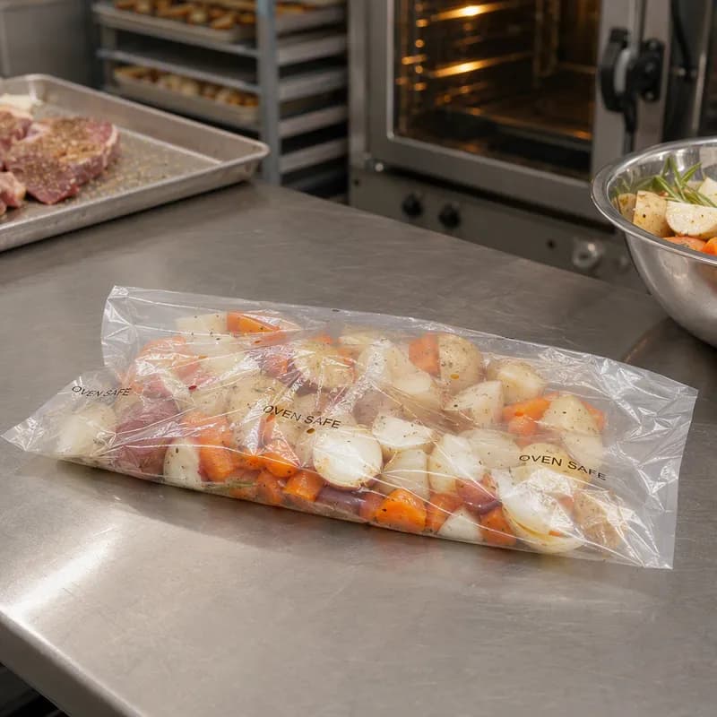 Bag 9.5X21.5 IN Clear Black Printed "Oven Safe" Oven Safe 1000/Case