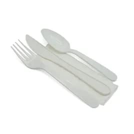Victoria Bay 4PC Cutlery Kit PP White Heavyweight With Napkin,Fork,Knife,Teaspoon 250/Case