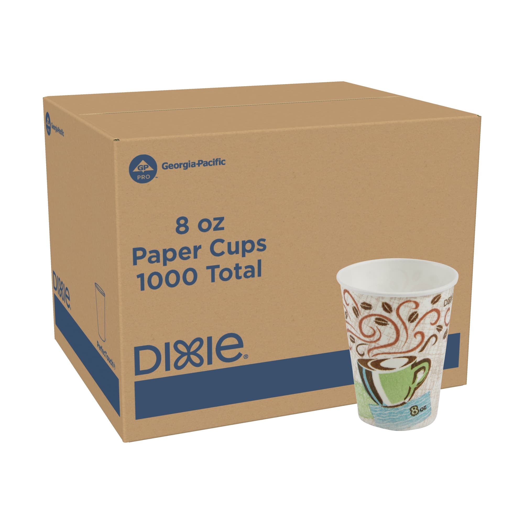 Dixie® Perfect Touch Hot Cup Insulated 8 OZ Double Wall Poly-Coated Paper Multicolor Coffee Haze 1000/Case