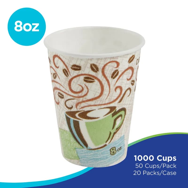 Dixie® Perfect Touch Hot Cup Insulated 8 OZ Double Wall Poly-Coated Paper Multicolor Coffee Haze 1000/Case