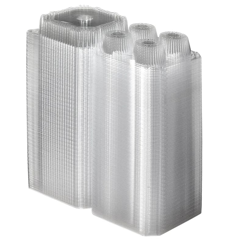 Muffin Hinged Container With Dome Lid 8X8.75X3.25 IN 4 Compartment OPS Clear Square 250/Case