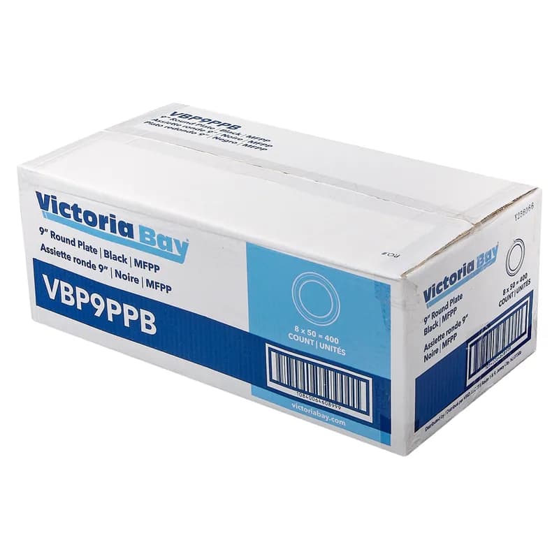 Victoria Bay Plate 9 IN MFPP Black Round 400/Case