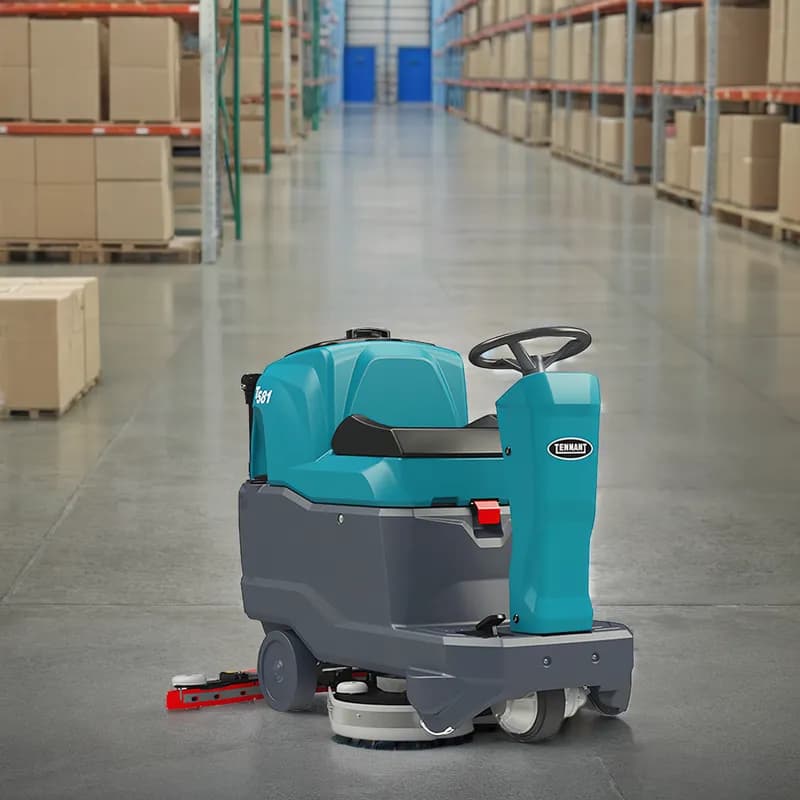 Tennant T581 Commercial Use Floor Scrubber 20IN Teal On-Board Charger Pad Ride-On 150Ah 1/Each