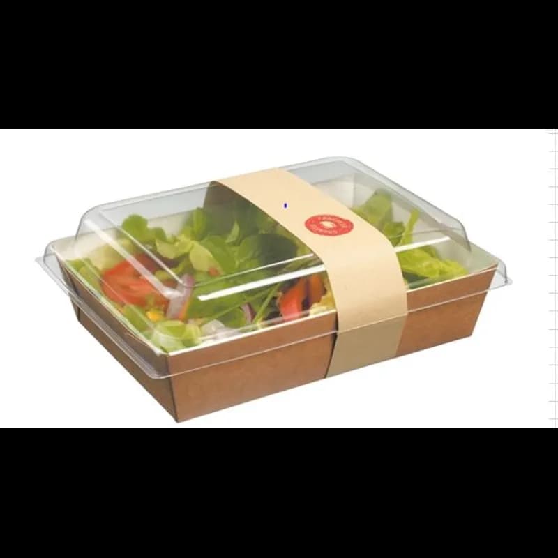 Salad Take-Out Container Base & Lid Combo 33.8 OZ Cardboard Brown With Strap 300/Case