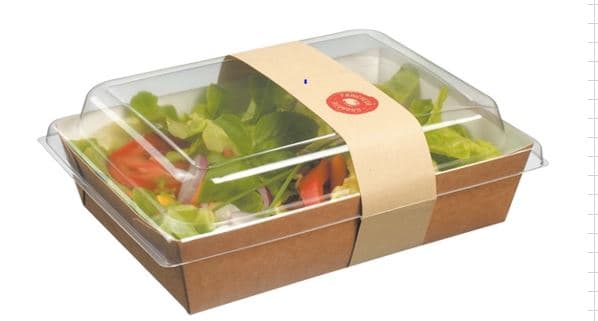 Salad Take-Out Container Base & Lid Combo 33.8 OZ Cardboard Brown With Strap 300/Case