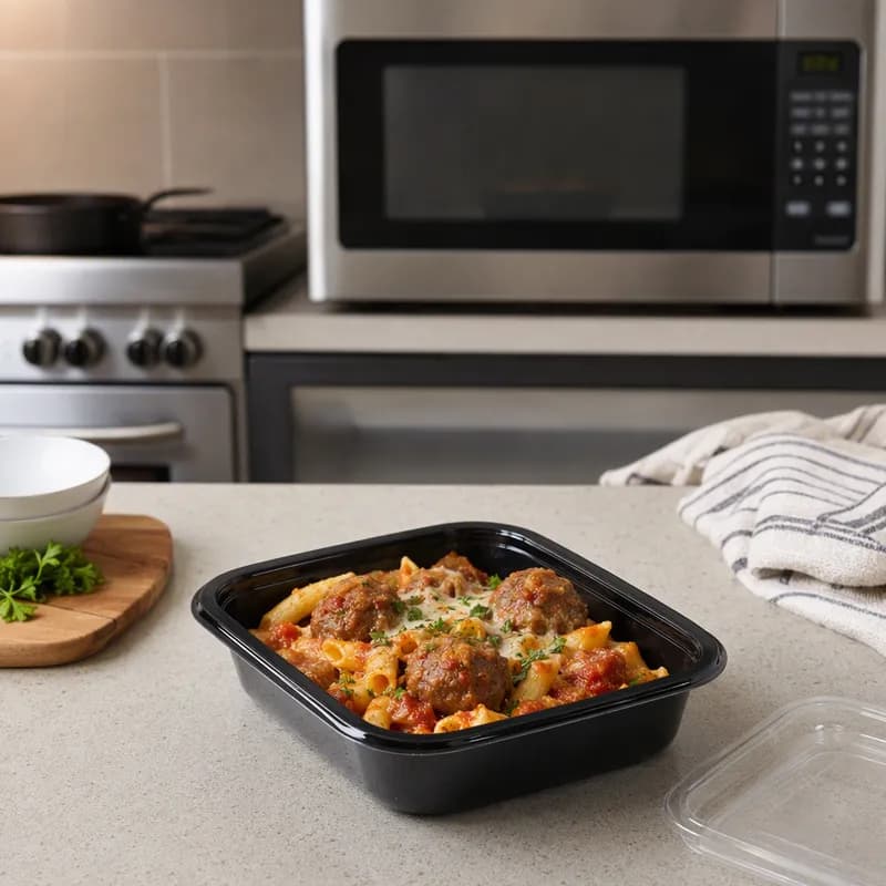 Take-Out Container Base 6.63X5X2.13 IN CPET Rectangle Dual Ovenable 380/Case