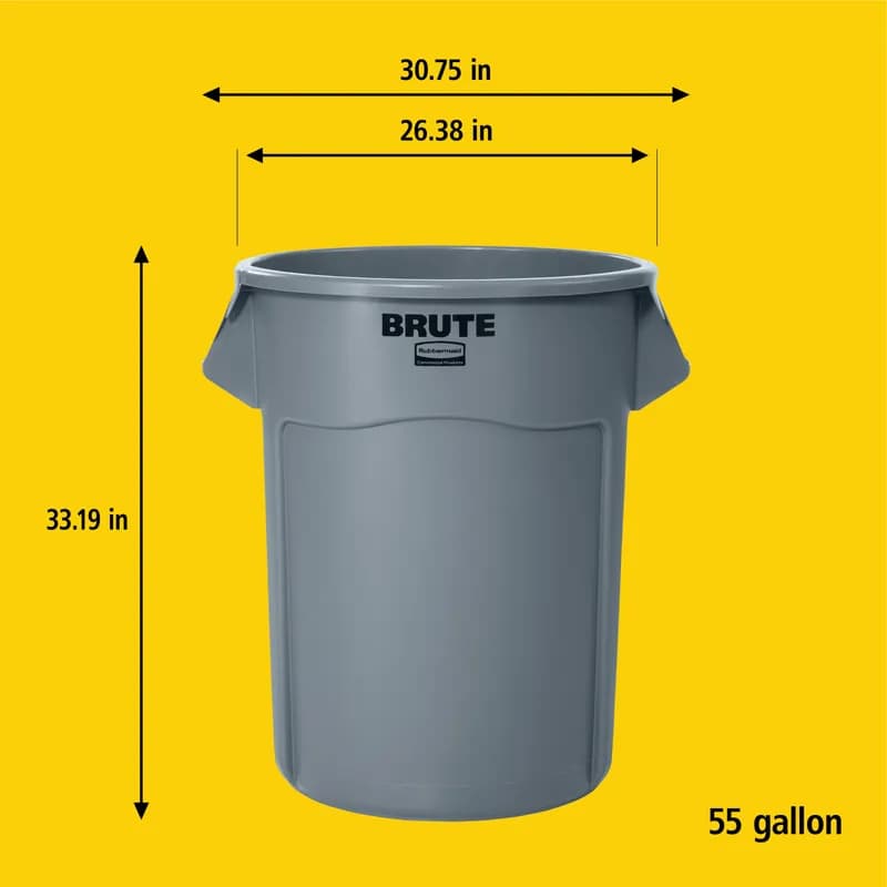 Brute® Trash Can 55 GAL 220 QT Dark Green Resin 1/Each