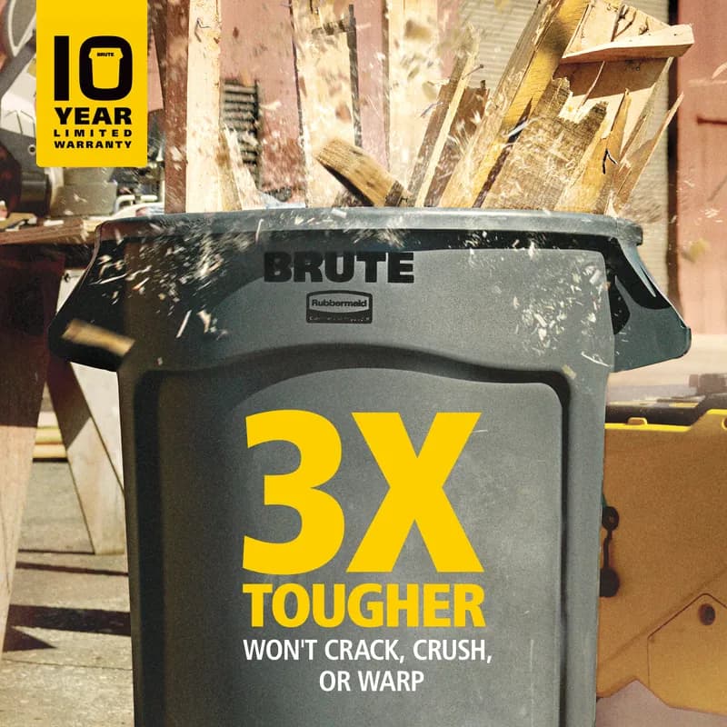 Brute® Trash Can 55 GAL 220 QT Dark Green Resin 1/Each