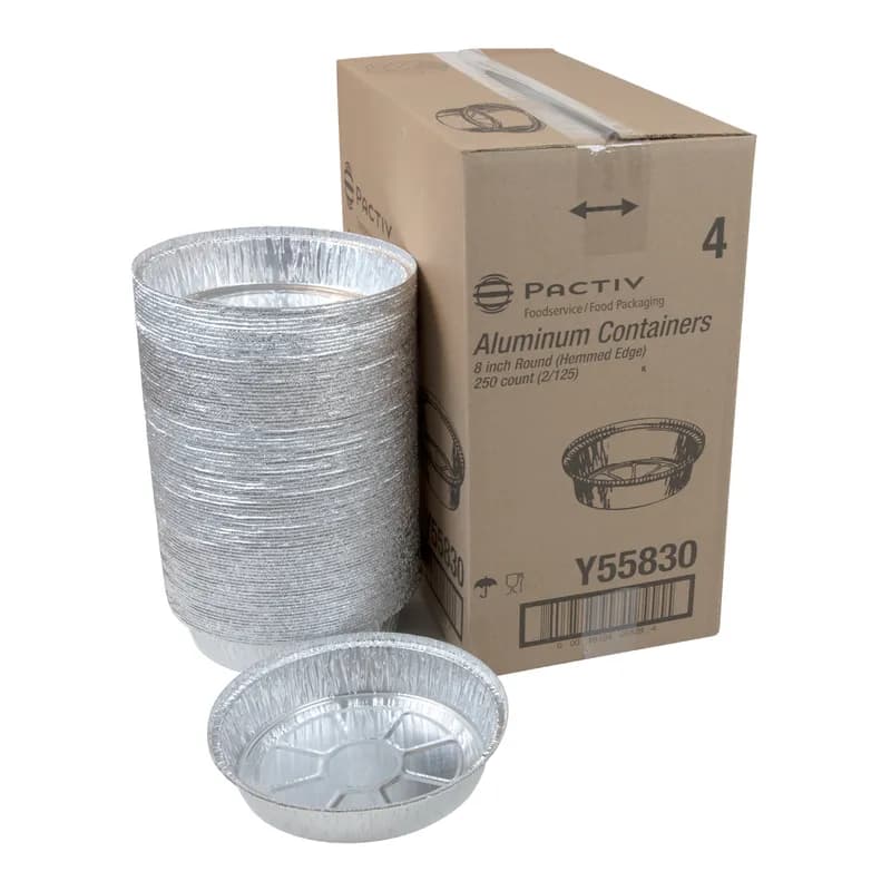 Take-Out Container 37 OZ 7.8X1.5 IN Aluminum Silver Round Hemmed Edge 500/Case