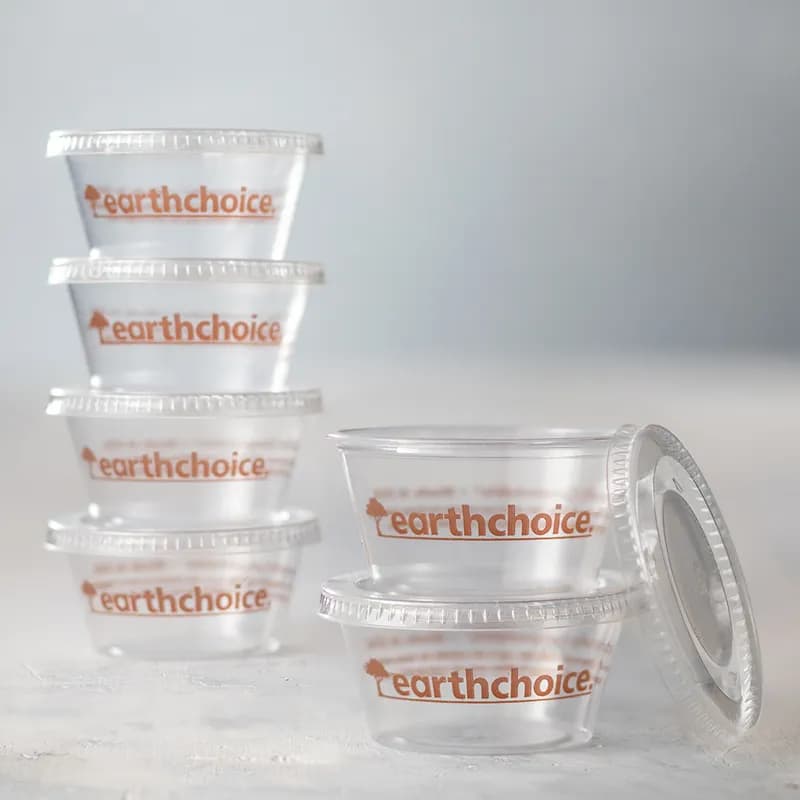 EarthChoice® Lid PLA Clear For 2 OZ Portion Cup 2400/Case