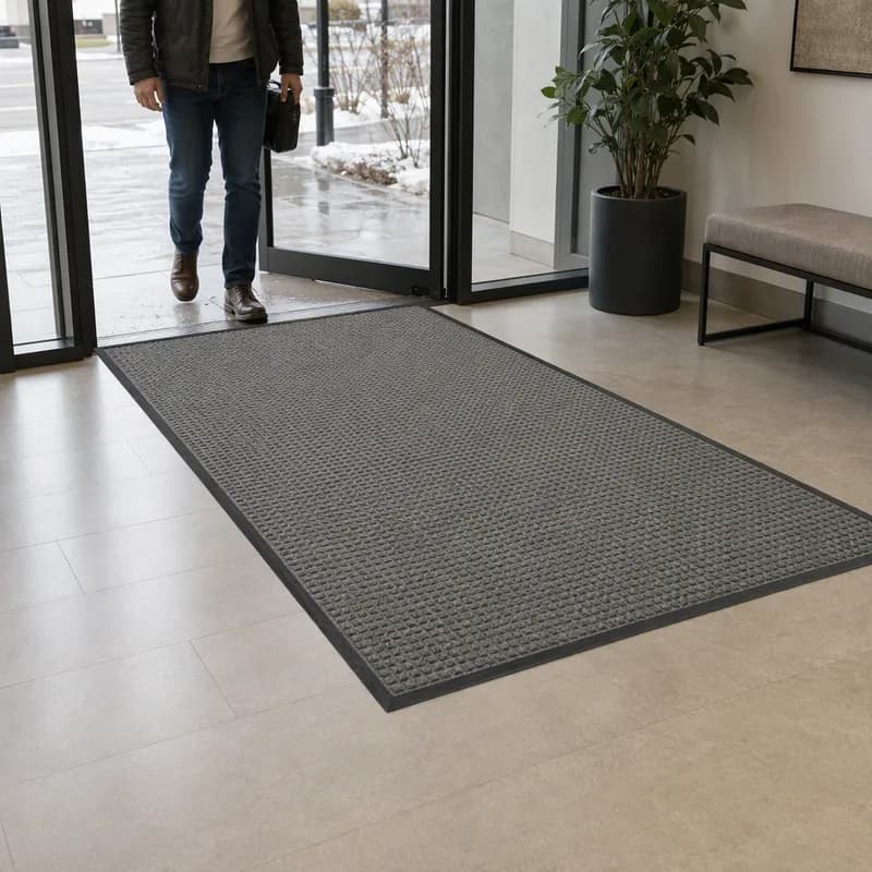 WaterHog® Scraper & Wiper Floor Mat 48X96 IN Charcoal PET With Cleated SBR Backing 1/Each