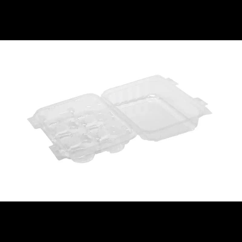Cupcake Mini Muffin Hinged Container With Dome Lid 6.625X5.25X2.375 IN 6 Compartment Plastic Clear Rectangle 250/Case