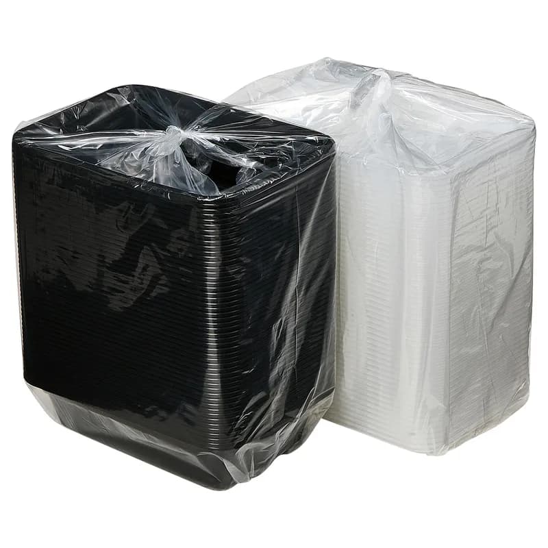 Victoria Bay Take-Out Container Base & Lid Combo 24 OZ PP Black Clear Rectangle Shallow Microwave Safe 150/Case