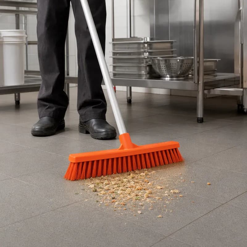 Vikan® Broom 16.1X3.5X4.7 IN Orange PP Polyester Stainless Steel 1/Each