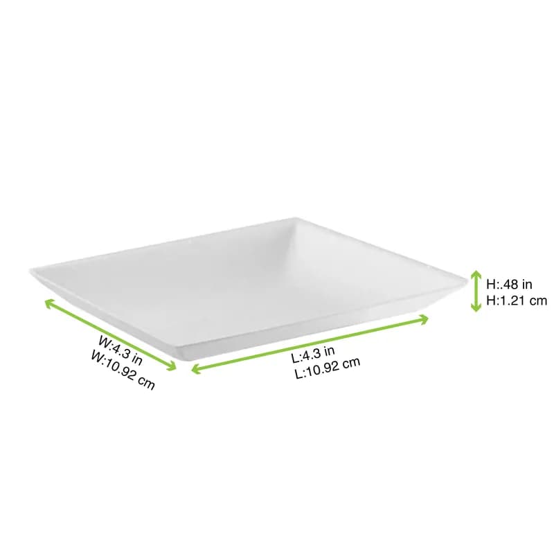 Plate 4.3X4.3 IN Sugarcane White Microwave Safe Freezer Safe 100 Count/Case