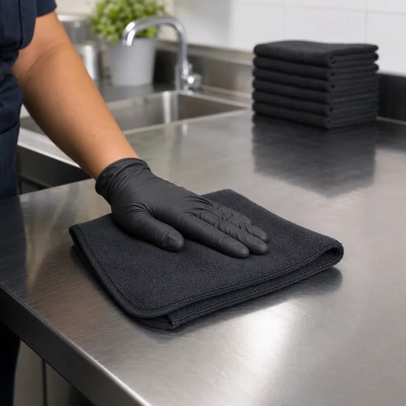 Cleaning Cloth 16X16 IN Microfiber Black 300 GSM 12/Pack