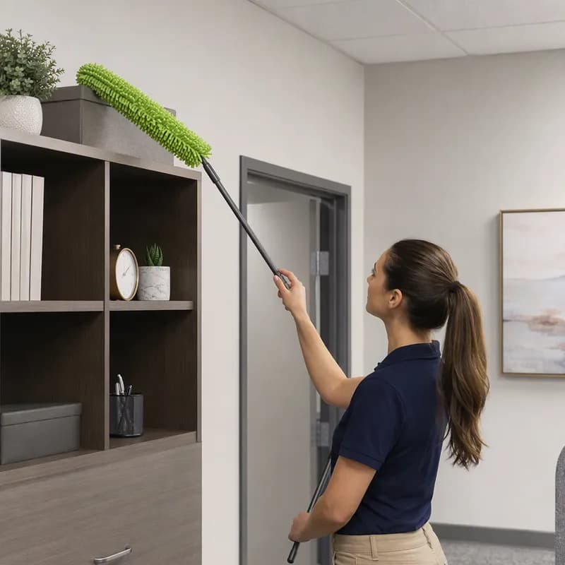 General Purpose Duster & Handle Kit Microfiber Green 1/Each