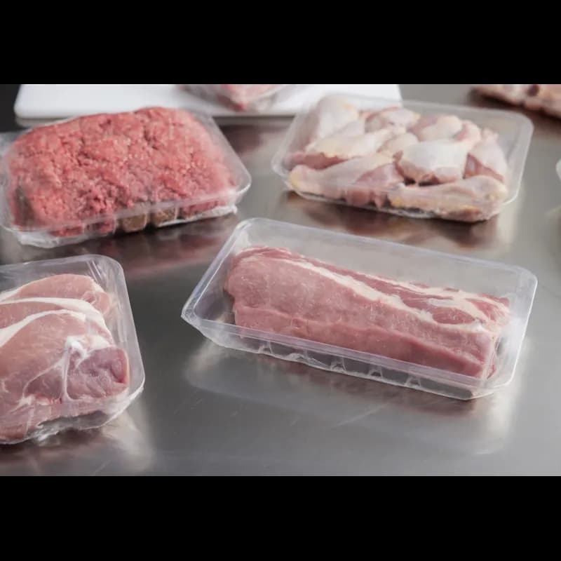 8P Meat Tray 10.182X7.938X1.5 IN 1 Compartment PET Clear Rectangle Rolled Rim 220/Case