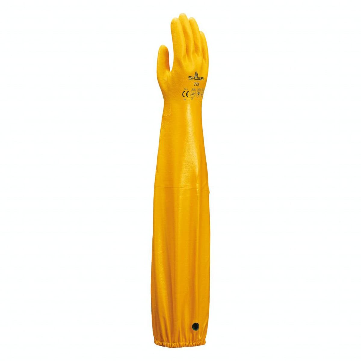 Chemicals Gloves XL Yellow Coated Double Dipped Rubber Latex Shoulder-Length Rough Finish With Elastic 12 Count/Pk