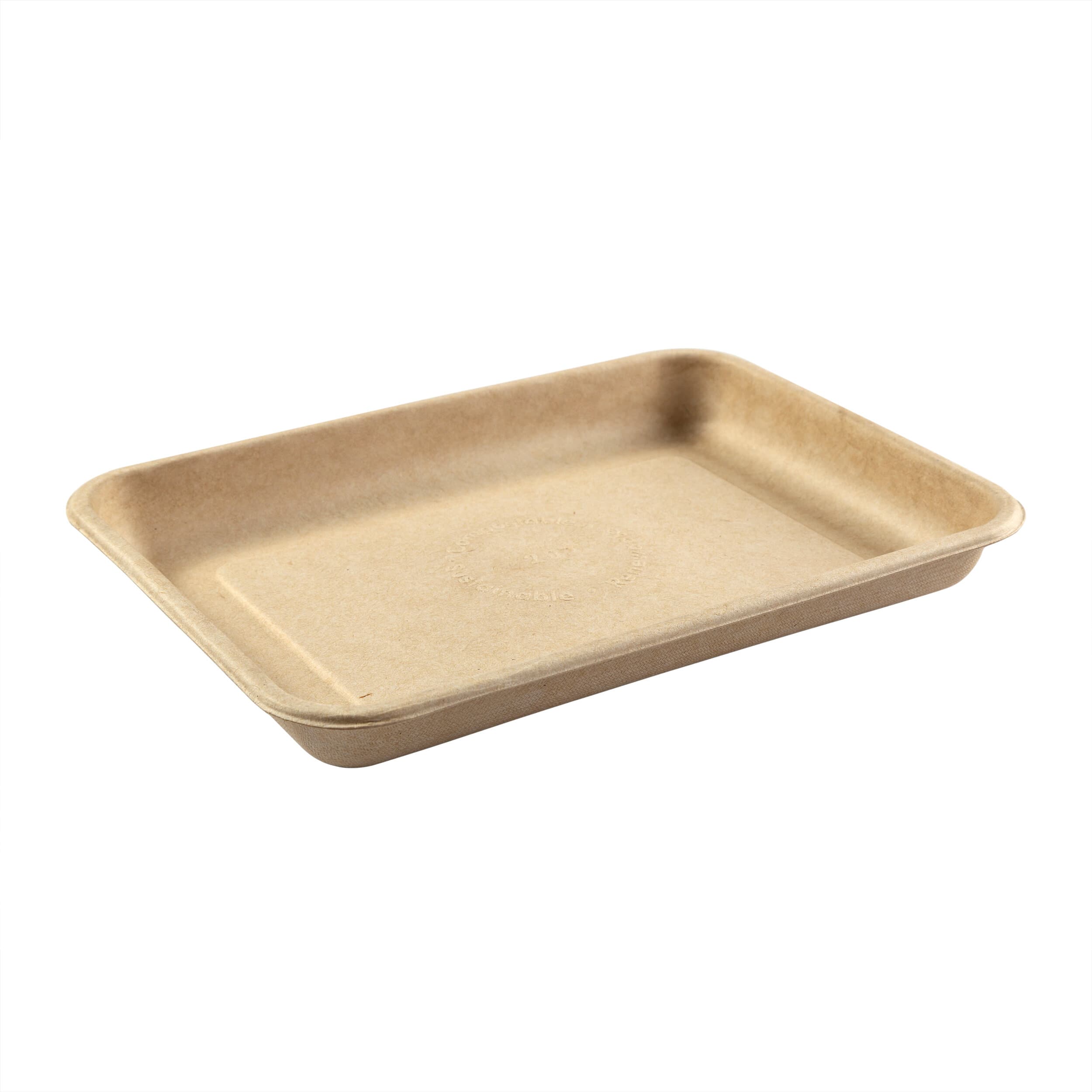 PrimeWare® Serving Tray 8.9X6.5X1 IN Molded Fiber Natural Rectangle 125 Count/Pack 4 Packs/Case 500 Count/Case