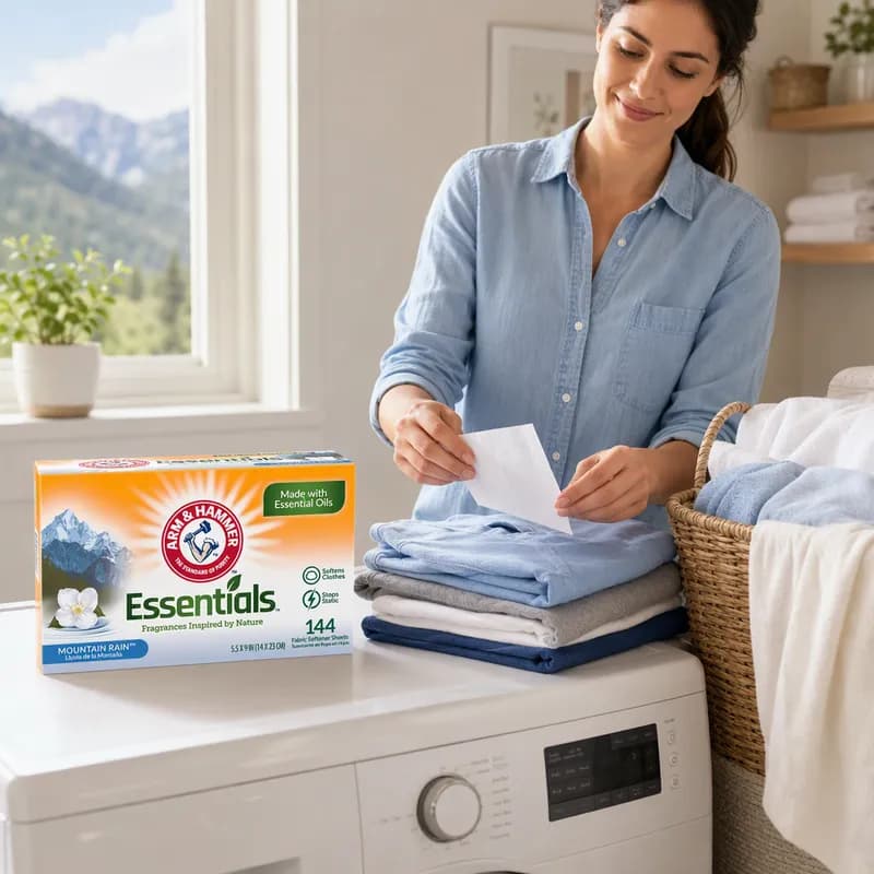Arm & Hammer™ Essentials Mountain Rain Laundry Softener Sheet 144 Count/Pack 6 Packs/Case 864 Count/Case