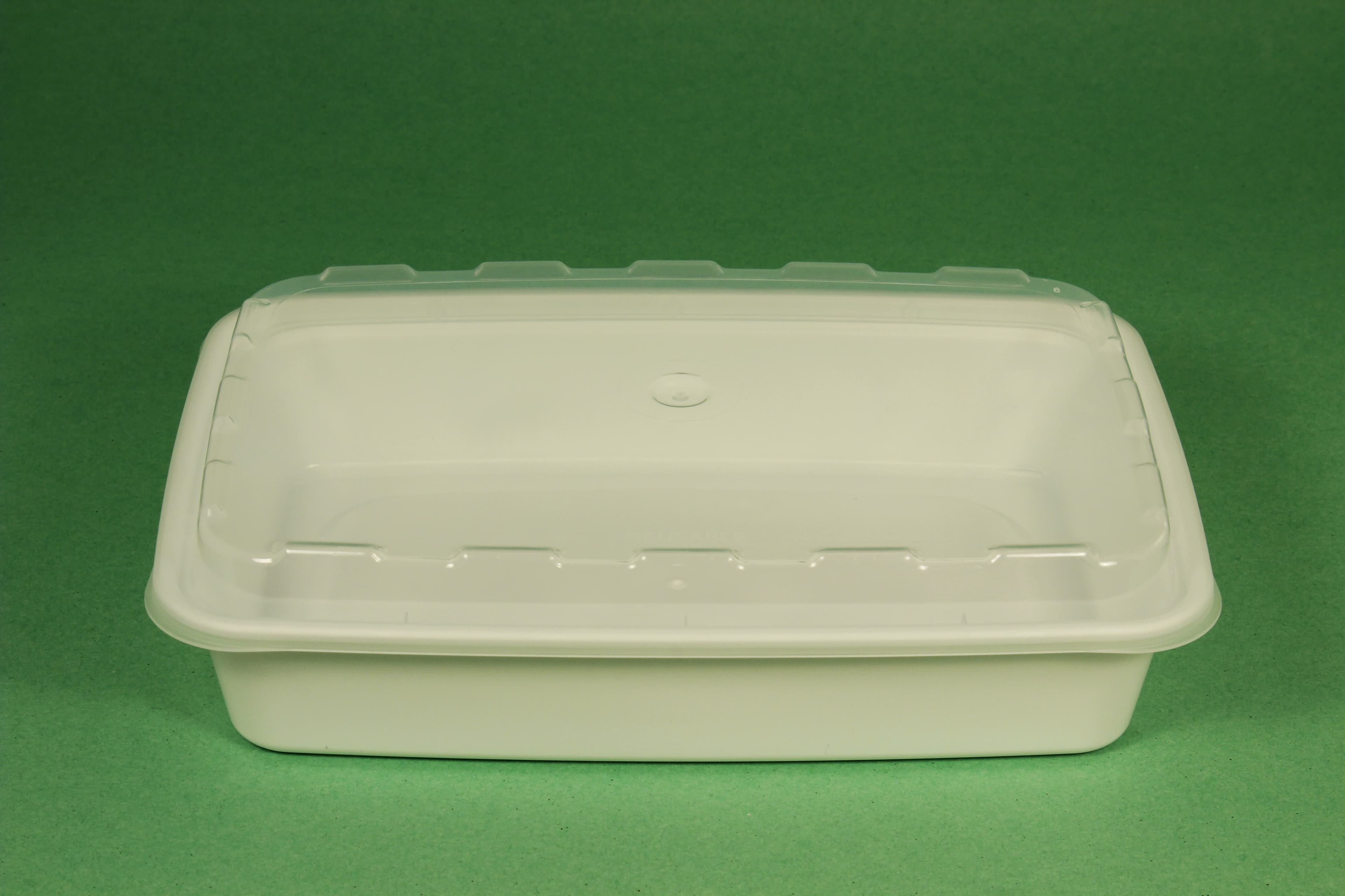 Take-Out Container Base & Lid Combo 12 OZ PP Clear White Rectangle 150/Case