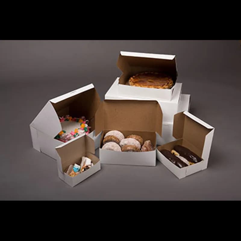 Easy Lock Cake Box 13X9X3 IN SUS Paperboard CRB White Rectangle Lock Corner 1-Piece 100/Bundle