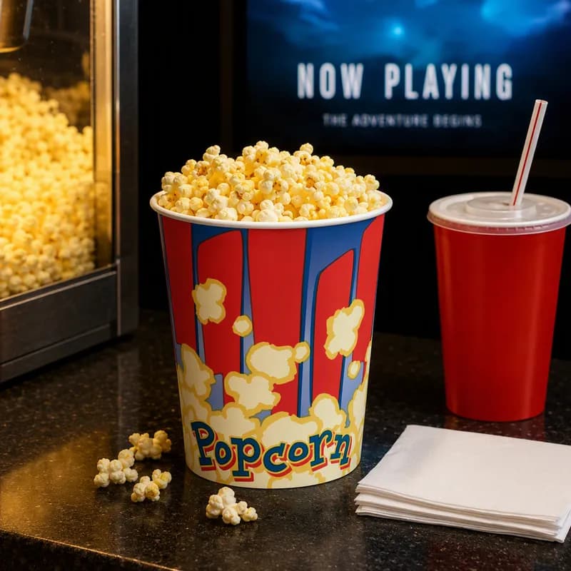 Popcorn Snack Bucket & Tub 32 OZ Paper Multicolor Showtime Round 500/Case