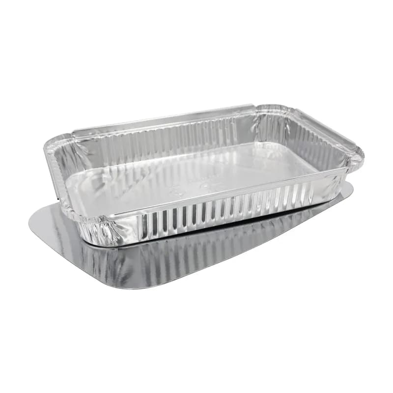 Take-Out Container Base & Lid Combo With Plastic Dome Lid Aluminum OPS Clear Silver Oblong 60/Case