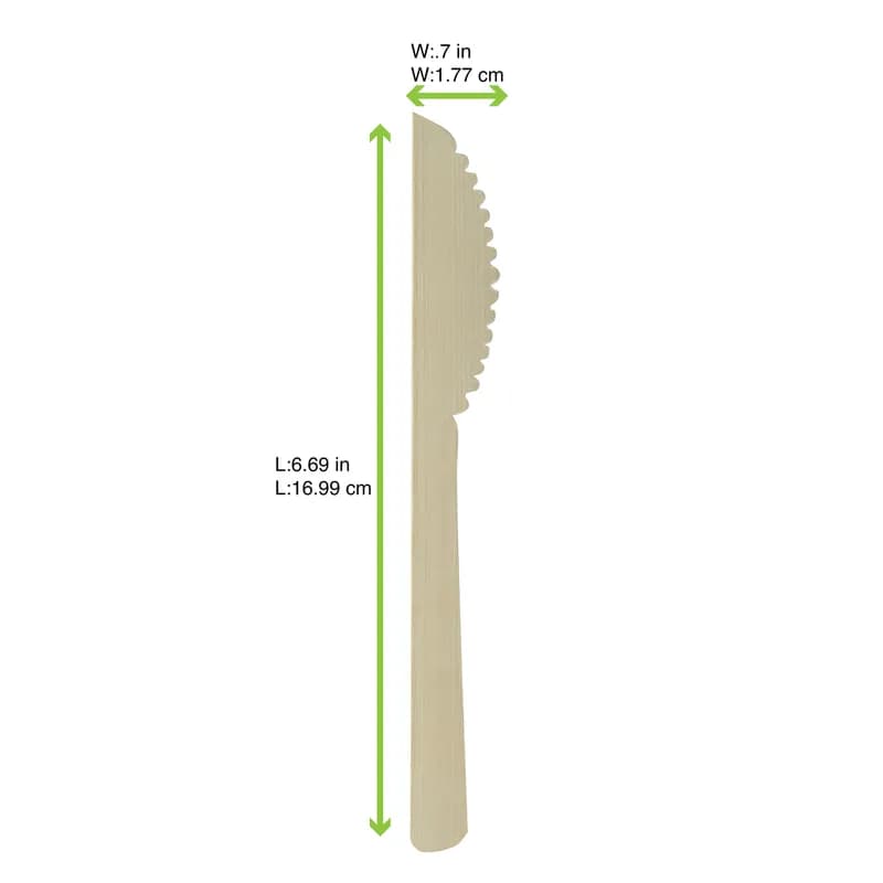 Knife 6.69 IN Bamboo Natural Unwrapped 50 Count/Pack 10 Packs/Case 500 Count/Case