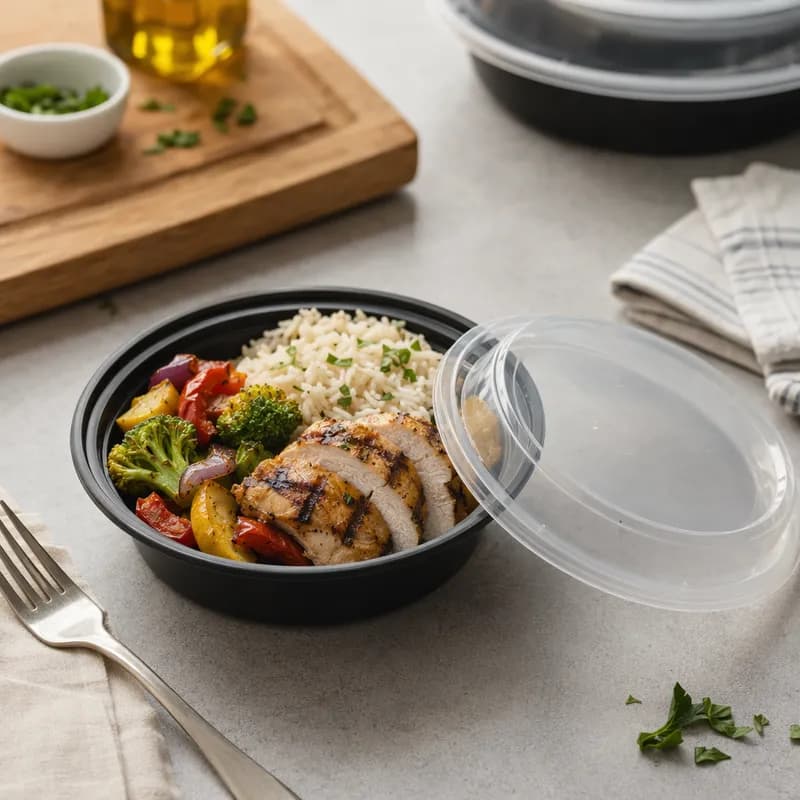 Take-Out Container Base 16 OZ Black Round Microwave Safe 150/Case