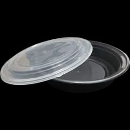 Take-Out Container Base 48 OZ Plastic Black Round Microwave Safe 150/Case